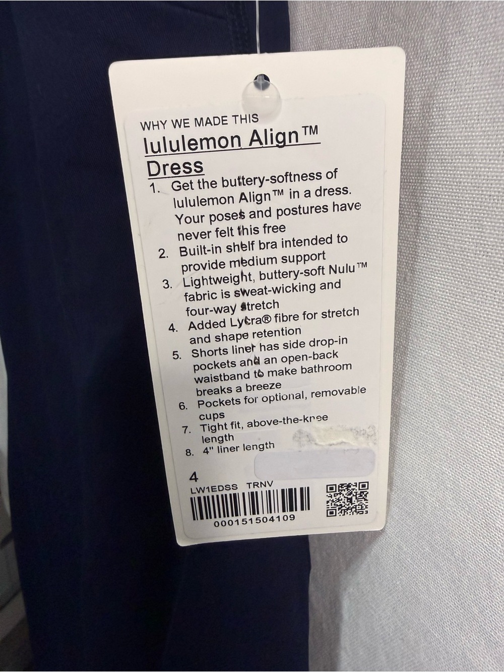 NWT Lululemon Align Tank Dress - Size 4 True Navy - Picture 4 of 4